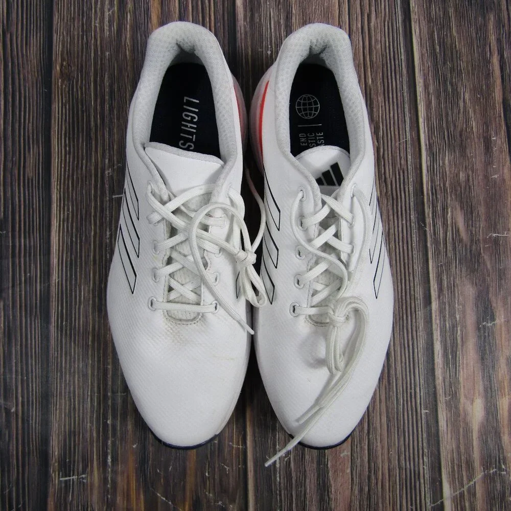 Adidas Golf Shoes Mens Size 12 White Red Navy Spiked Cleats Lightstrike